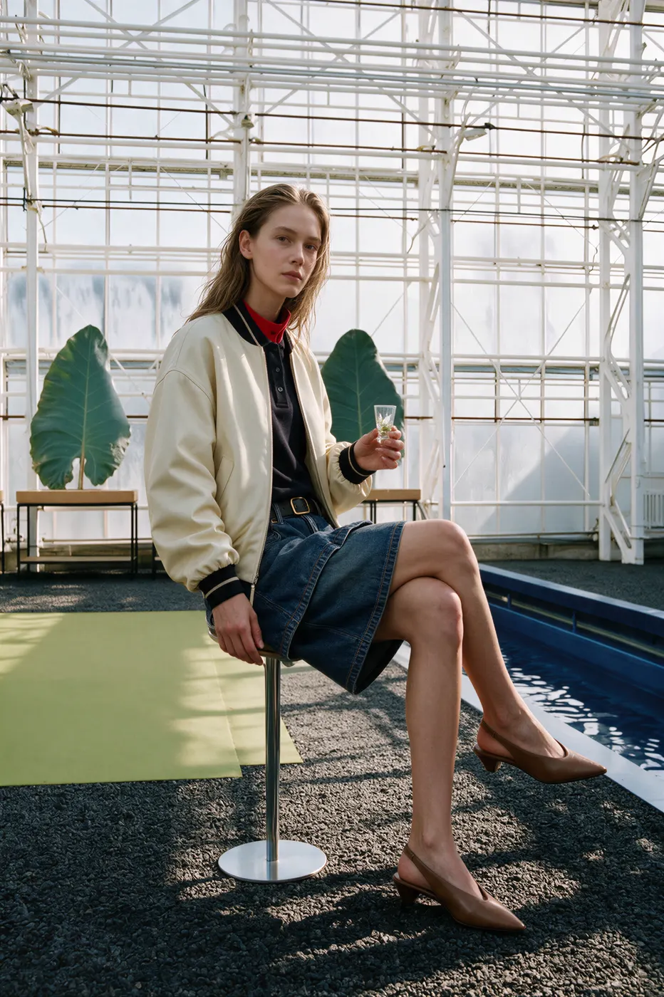 Fashion campaign photographed in a future ecology greenhouse, view 06