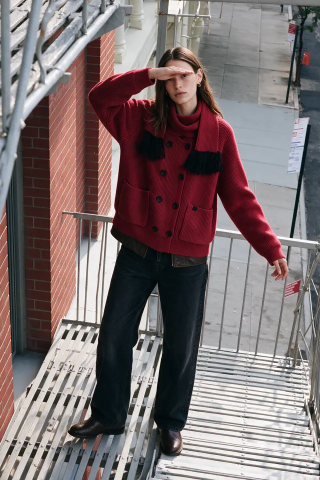 Red fashion lookbook image, view 06