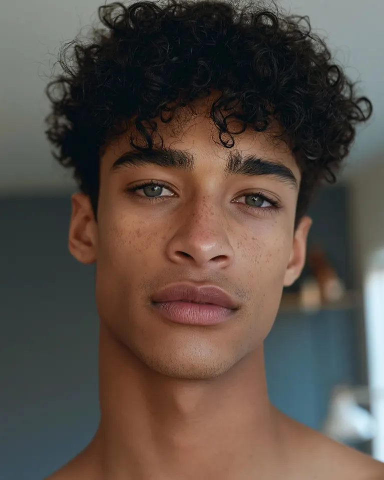 Fashion model face development portrait, view 01
