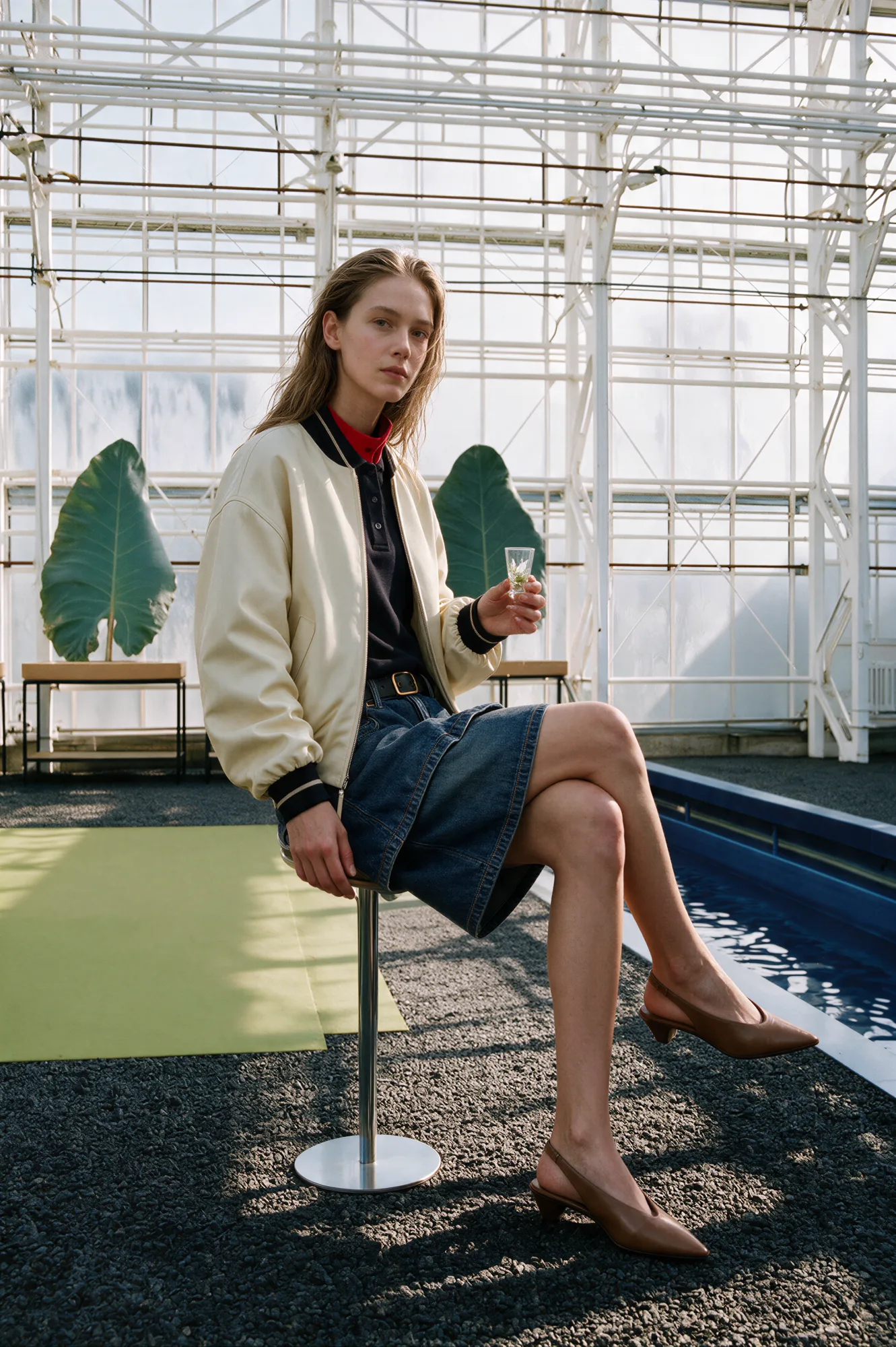 Fashion campaign photographed in a future ecology greenhouse, view 06