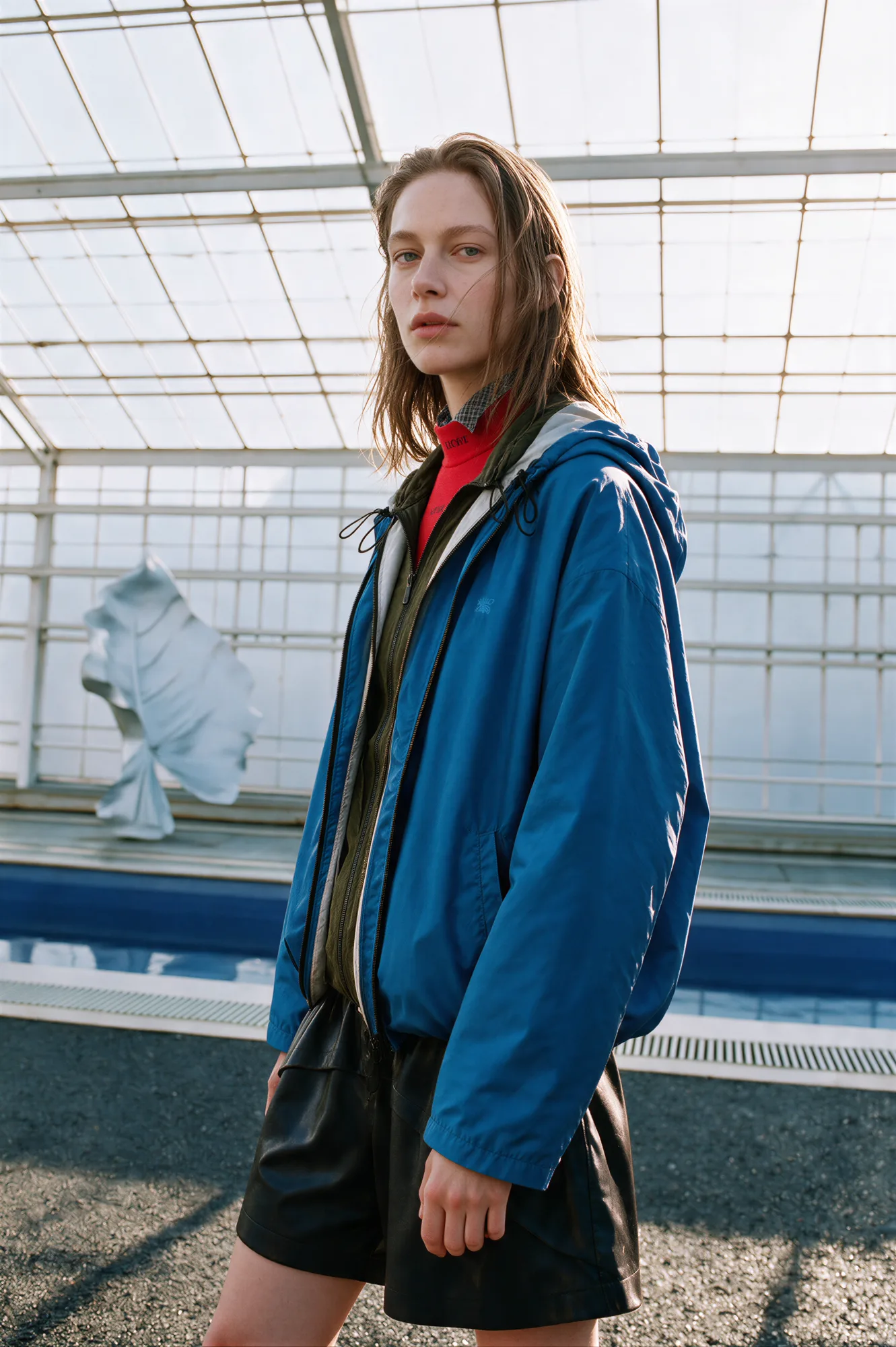 Fashion campaign photographed in a future ecology greenhouse, view 07