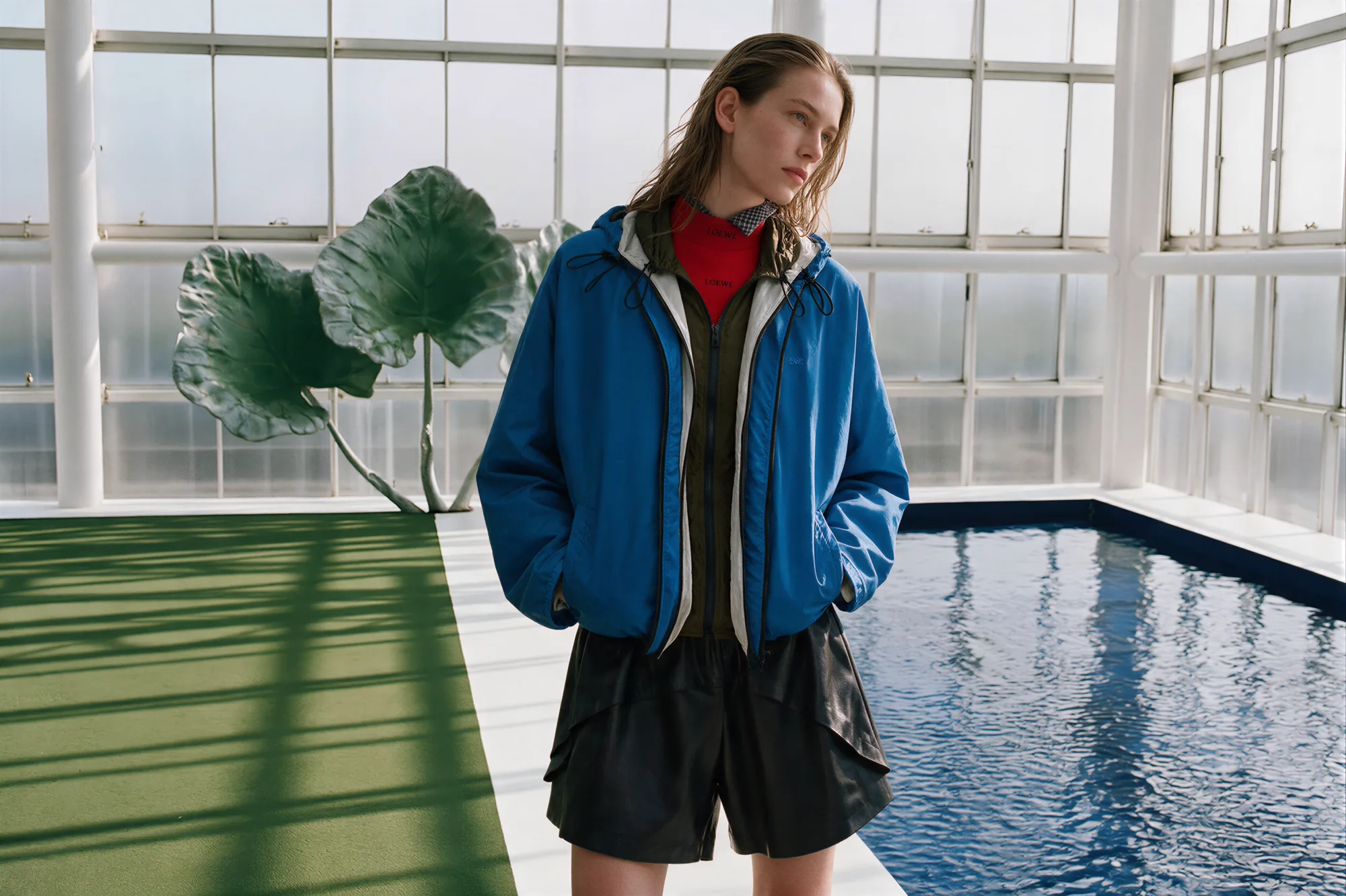 Fashion campaign photographed in a future ecology greenhouse, view 09