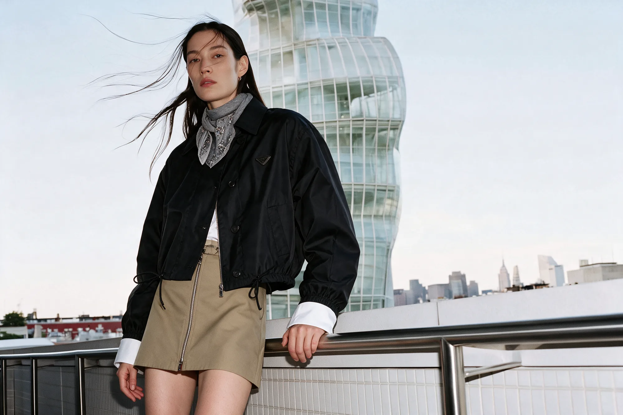 Prada-inspired fashion campaign in an architectural setting, view 06