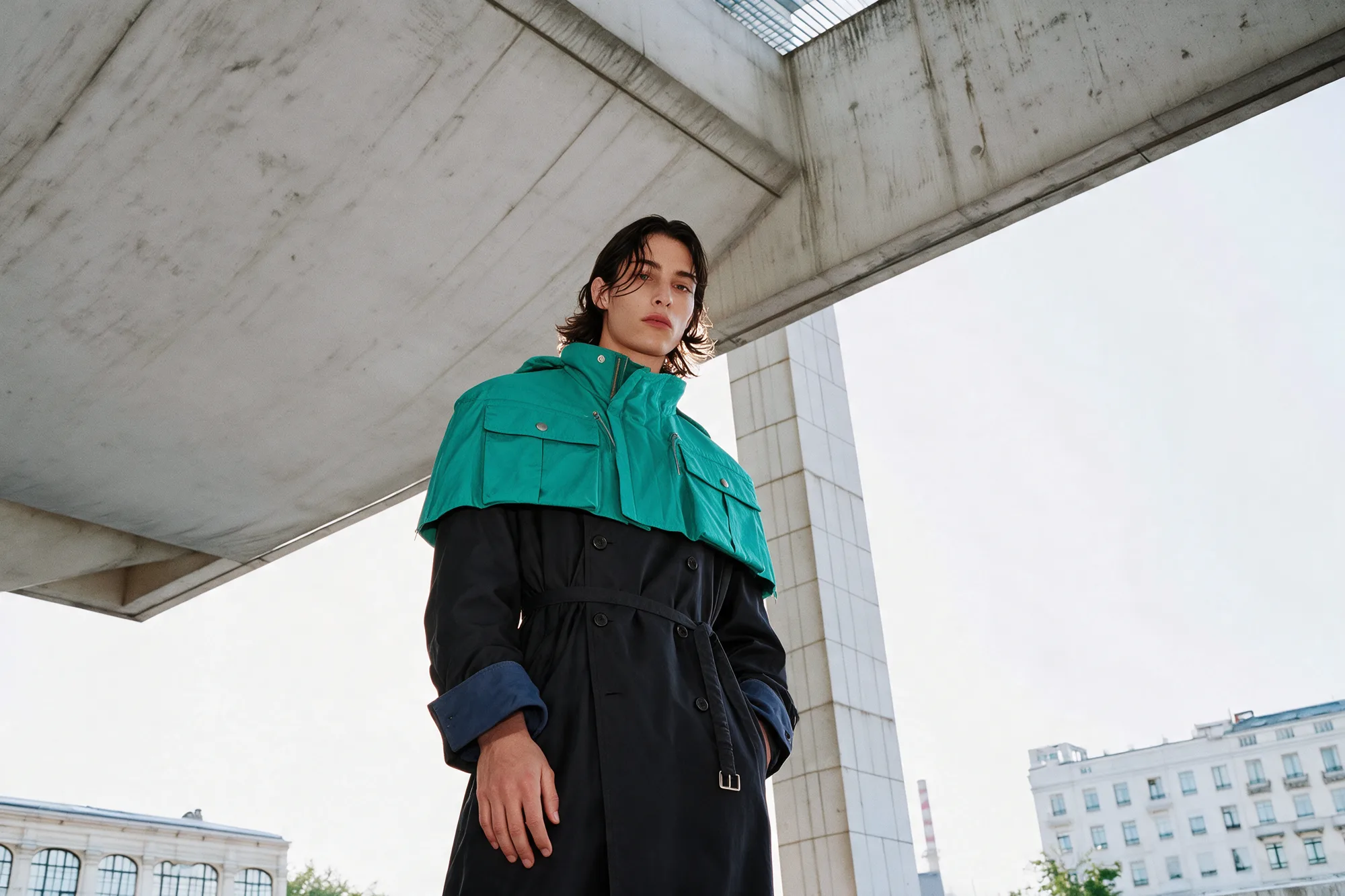 Prada-inspired fashion campaign in an architectural setting, view 08