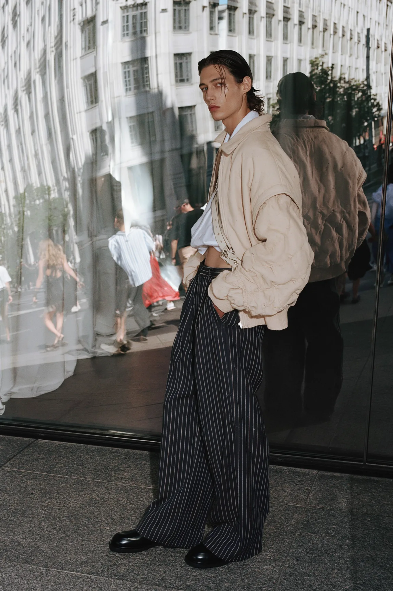 Prada-inspired fashion campaign in an architectural setting, view 10