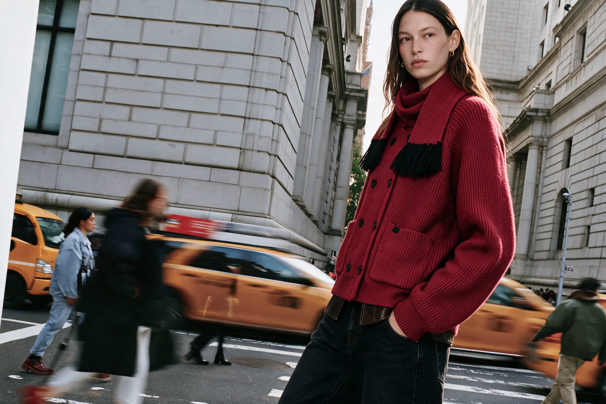 Red fashion lookbook image, view 04