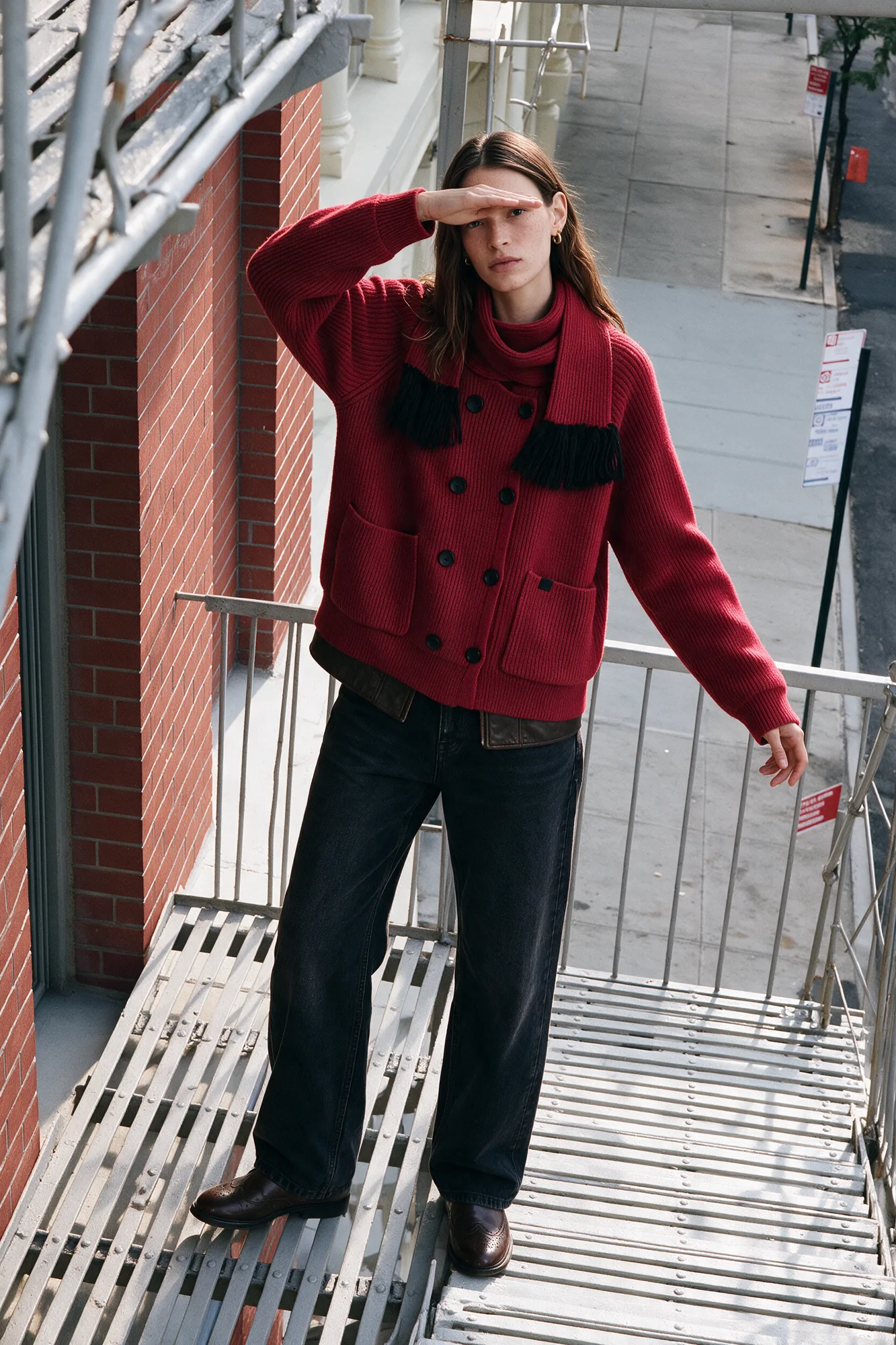 Red fashion lookbook image, view 06